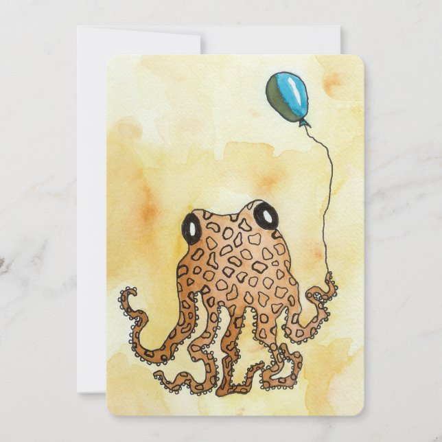 Octopus met ballonflatKaart (Voorkant)
