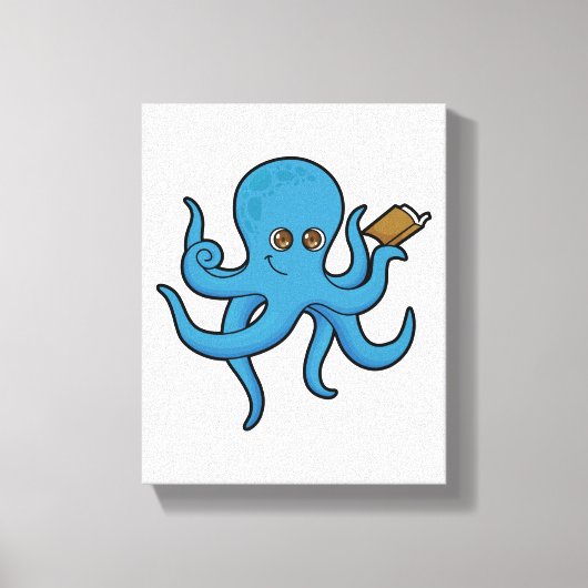 Octopus met boek canvas afdruk (Voorkant)