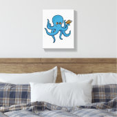 Octopus met boek canvas afdruk (Insitu (Slaapkamer))