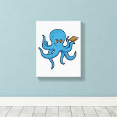 Octopus met boek canvas afdruk (Insitu (Houten vloer))