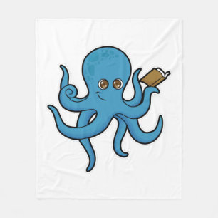 Octopus met boek fleece deken