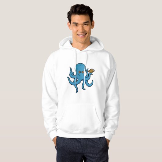 Octopus met boek hoodie (Voorkant volledig)
