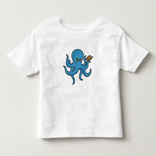 Octopus met boek kinder shirts (Voorkant)