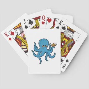 Octopus met boek pokerkaarten
