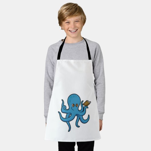 Octopus met boek schort (Gedragen)