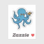 Octopus met boek sticker (Vel)