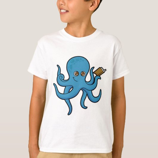 Octopus met boek t-shirt (Voorkant)