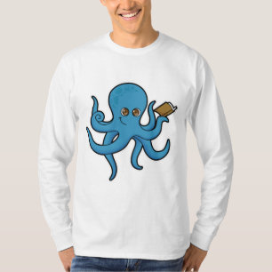 Octopus met boek t-shirt