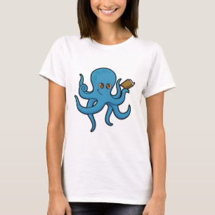 Octopus met boek t-shirt