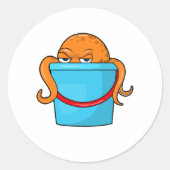 Octopus met Bucket Ronde Sticker (Voorkant)