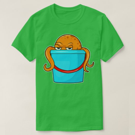 Octopus met Bucket T-shirt (Design voorkant)