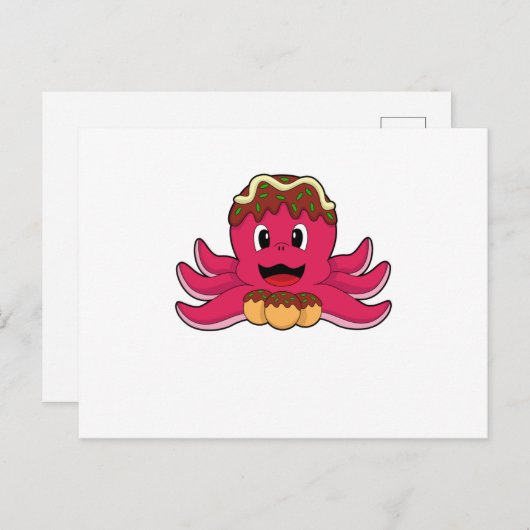 Octopus met Cake Briefkaart (Voorkant / Achterkant)