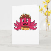 Octopus met cake kaart (Gele Bloem)