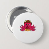 Octopus met Cake Ronde Button 7,6 Cm (Voorkant /achterkant)