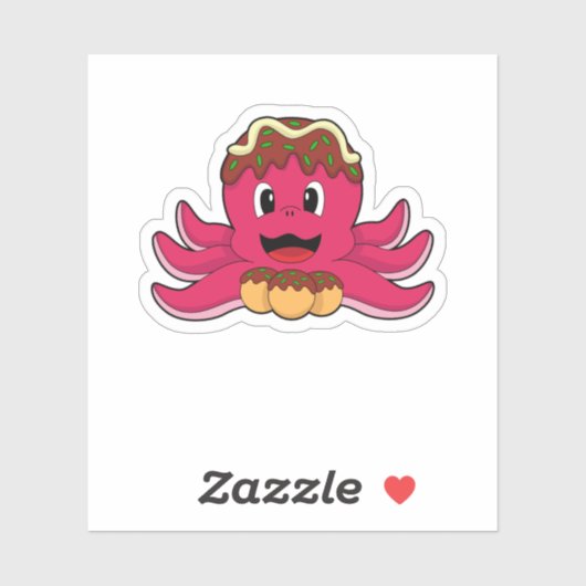 Octopus met Cake Sticker (Vel)