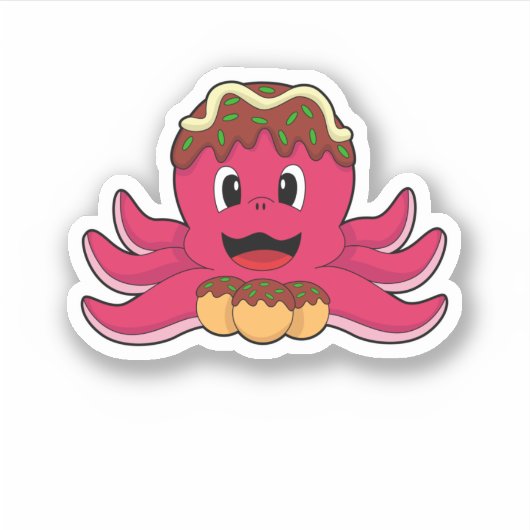 Octopus met Cake Sticker (Voorkant)