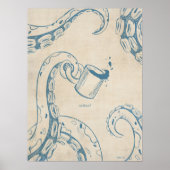 Octopus met Coffee Cup Ink Poster (Voorkant)