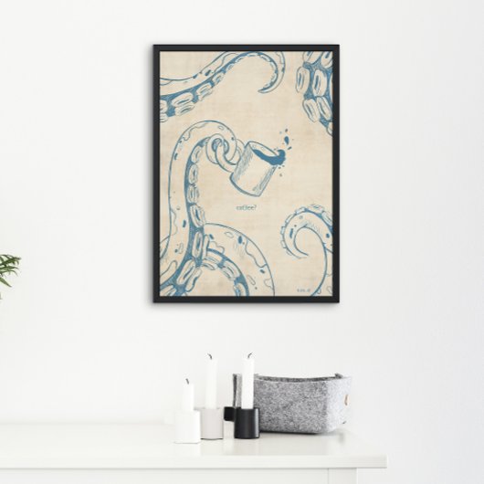 Octopus met Coffee Cup Ink Poster