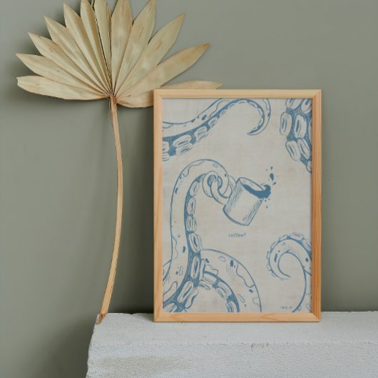 Octopus met Coffee Cup Ink Poster