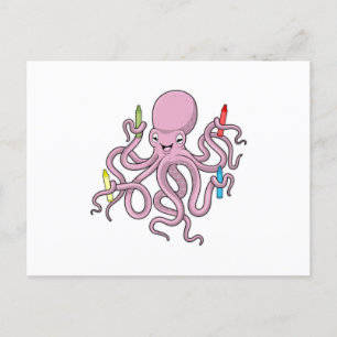 Octopus met Crayon Briefkaart