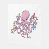 Octopus met Crayon Fleece Deken (Voorkant)