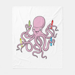 Octopus met Crayon Fleece Deken