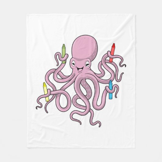 Octopus met Crayon Fleece Deken (Voorkant)