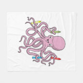 Octopus met Crayon Fleece Deken (Voorkant (Horizontaal))