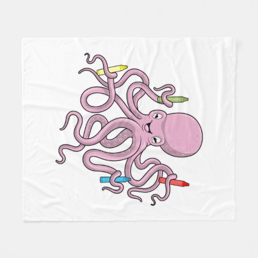 Octopus met Crayon Fleece Deken (Voorkant (Horizontaal))