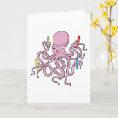 Octopus met Crayon Kaart (Gele Bloem)