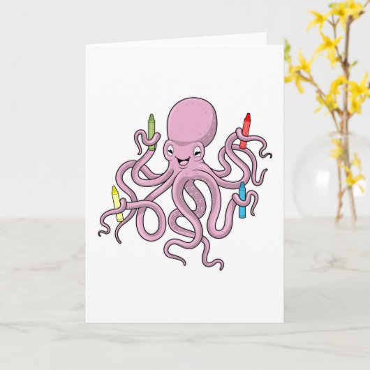Octopus met Crayon Kaart (Gele Bloem)