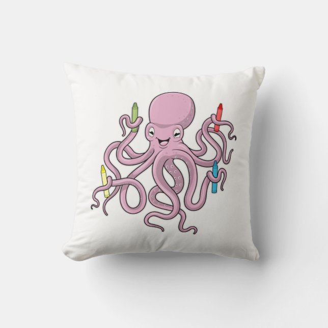 Octopus met Crayon Kussen (Voorkant)