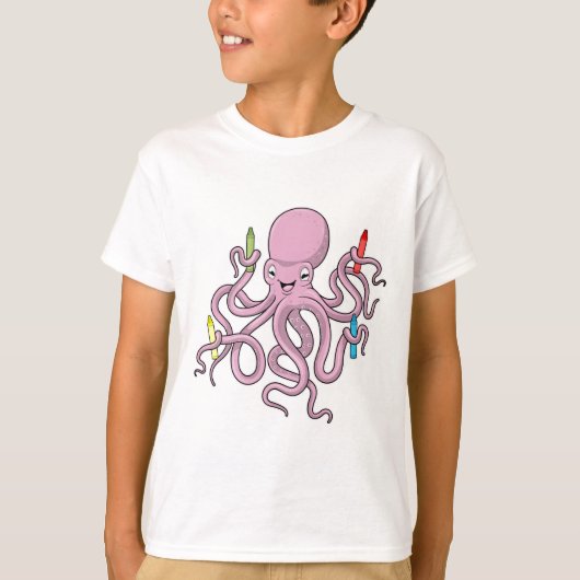Octopus met Crayon T-shirt (Voorkant)
