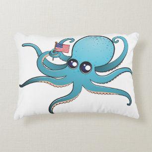 Octopus met de Amerikaanse vlag Accent Kussen