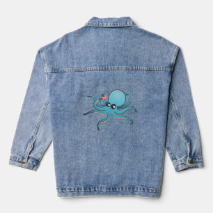 Octopus met de Amerikaanse vlag Denim Jacket