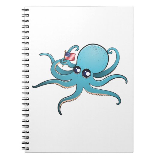 Octopus met de Amerikaanse vlag Notitieboek (Voorkant)