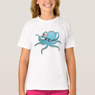 Octopus met de Amerikaanse vlag T-shirt