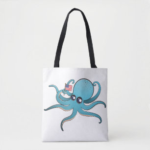 Octopus met de Amerikaanse vlag Tote Bag