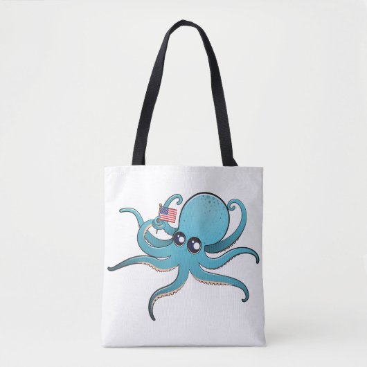 Octopus met de Amerikaanse vlag Tote Bag (Voorkant)