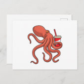 Octopus met drank briefkaart (Voorkant / Achterkant)