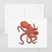 Octopus met drankje briefkaart (Voorkant / Achterkant)