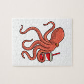 Octopus met drankje legpuzzel (Horizontaal)