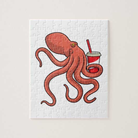 Octopus met drankje legpuzzel (Verticaal)