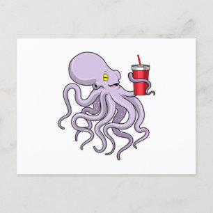 Octopus met Drink mok Briefkaart