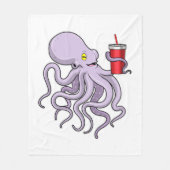 Octopus met Drink mok Fleece Deken (Voorkant)