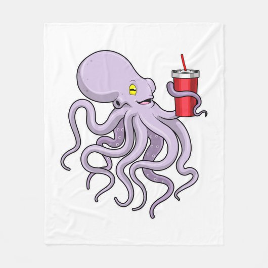Octopus met Drink mok Fleece Deken (Voorkant)