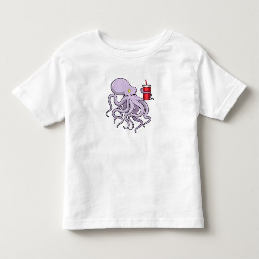 Octopus met Drink mok Kinder Shirts (Voorkant)
