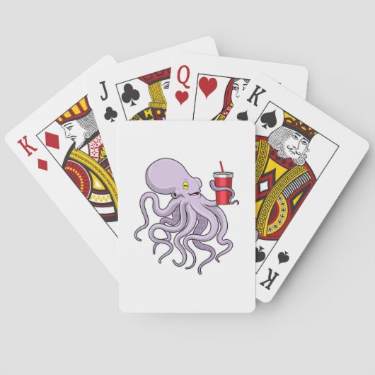 Octopus met Drink mok Pokerkaarten (Achterkant)