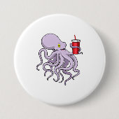Octopus met Drink mok Ronde Button 7,6 Cm (Voorkant)
