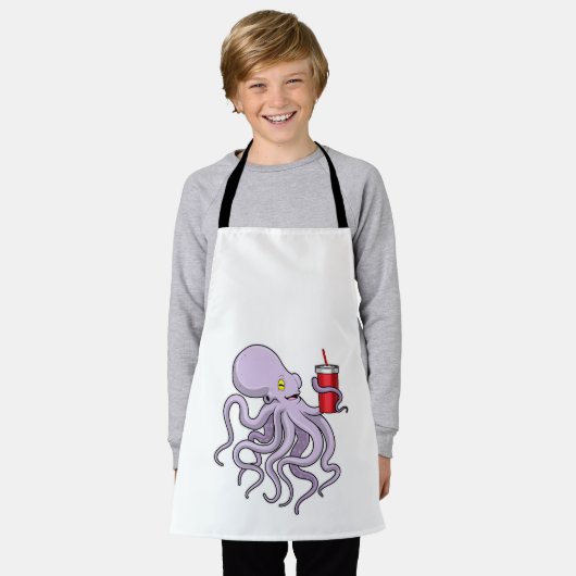 Octopus met Drink mok Schort (Gedragen)